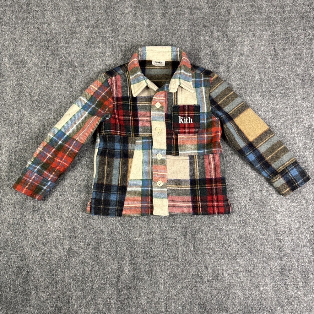 Kith Kids Baby Flannel Blocked Ginza Wool Multicolor Bergamot 12-18M Jacket